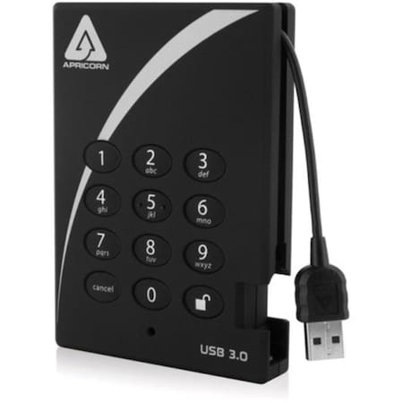 Apricorn Mass Storage Apricorn A25-3PL256-1000 1 TB AES-XTS Padlock Secure USB 3.0 256-Bit Encrypted A25-3PL256-1000